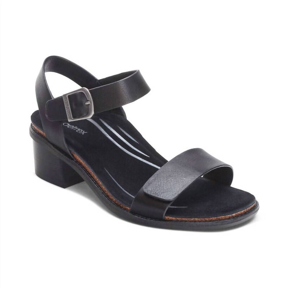 NEW AETREX women's mae adjustable quarter strap heels in black